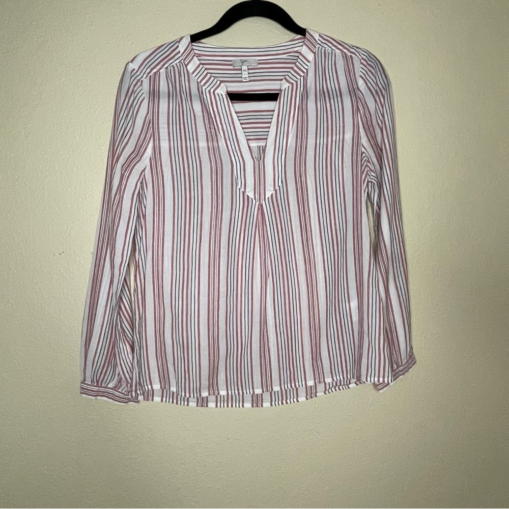 Joie Long Sleeve Striped Cotton Tunic Style Top